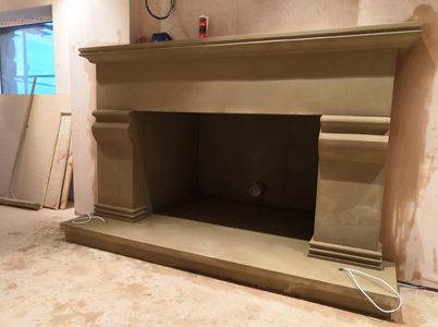 Large French design stone fireplace